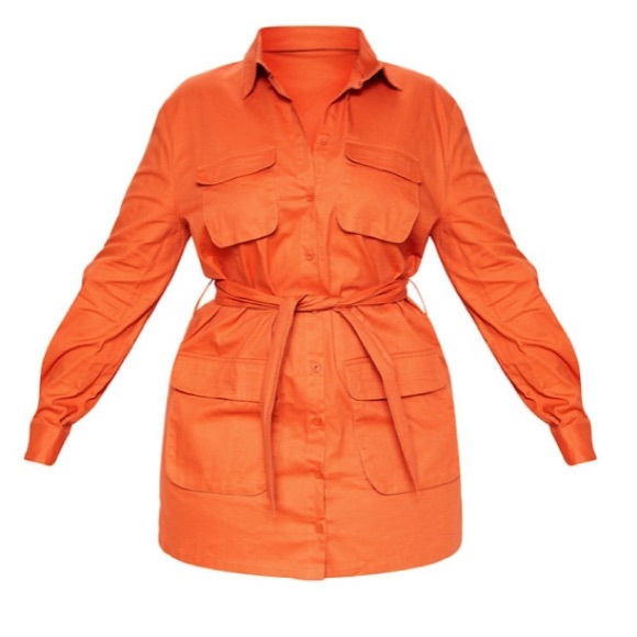 PRETTYLITTLETHING Plus Rust Utility Shirt Dress Size XXL - Picture 3 of 4